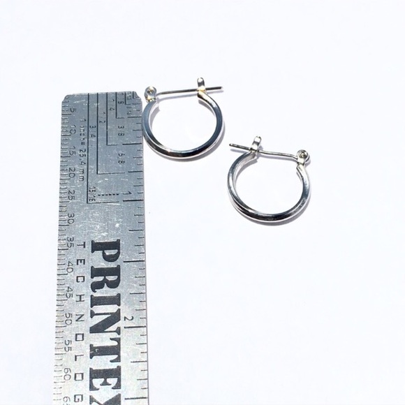 NEW! White Gold Mini Hoops - Picture 3 of 3